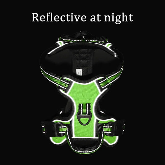 Adjustable Nylon Dog Harness Vest Reflective Soft Breathable No Pull Dog Harness Pet Harness Leash For Small Medium Large Dogs