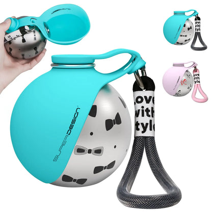 2-in-1 Portable Dog Water Bottle with Silicone Bowl – Leak-Proof Stainless Steel Travel Bottle for Small Dogs