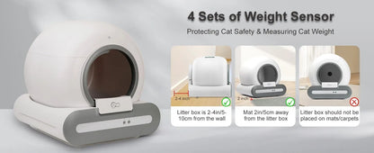 DOEL 65L Self-Cleaning Cat Litter Box App Control, ONLY Supports 2.4G WiFi w/Litter Mat&Trash Bags, Fit for Tofu & Mixed Litter