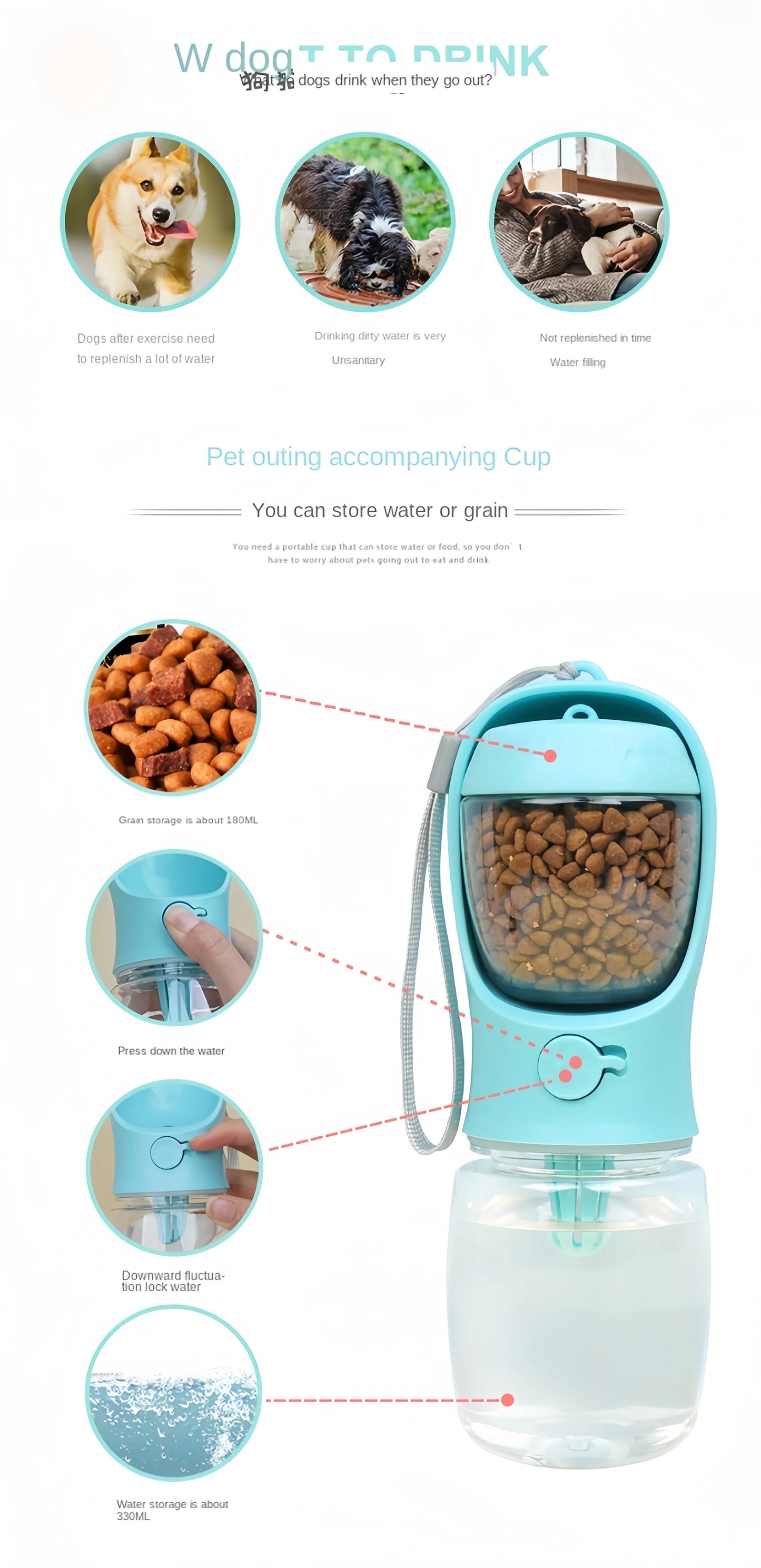 Portable Water Bottle For Pets